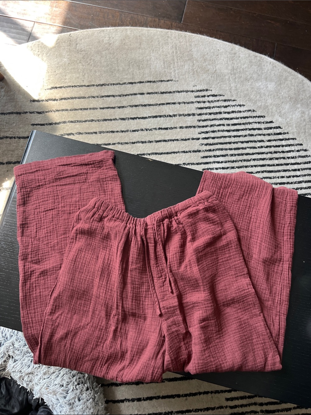 Women's Relaxed Gauze Pants - Maroon/Wine